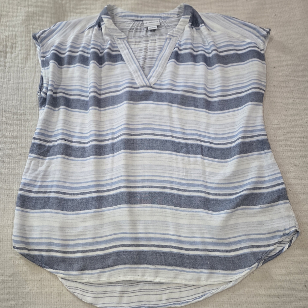 Liz Claiborne Blue and White Striped Blouse